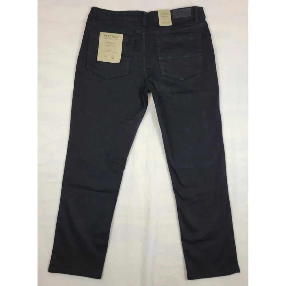 Kenneth Cole Reaction Mens Athletic Fit Stretch Jeans Nightfall Black 36x30 NEW